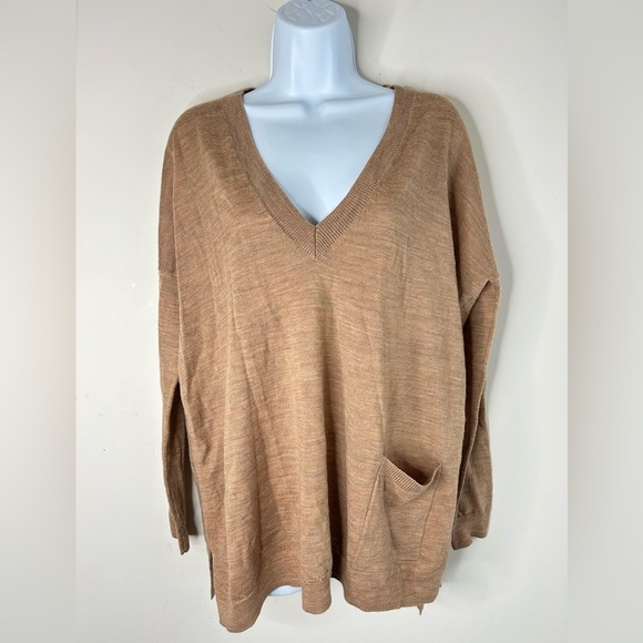 Hudson's Bay Moon Women's Sweater Pullover Merino wool Side slit Brown Size XS - Picture 14 of 16